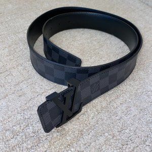 Louis Vuitton Lv man belt Damier graphite with black buckle